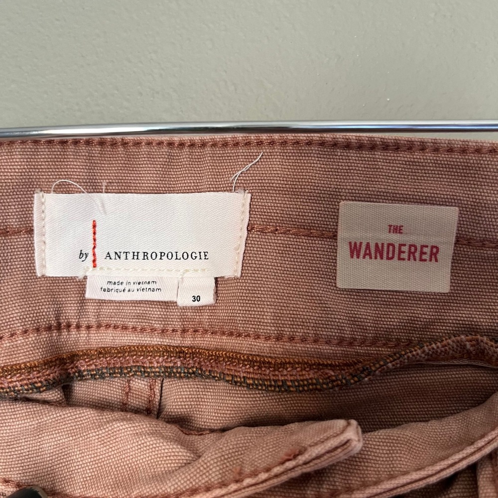 ANTHROPOLOGIE The Wanderer Utility Cargo Pants Straight Leg Size 30 Petal Pink‎ - Picture 4 of 6